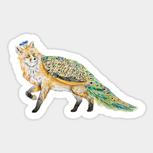 Fox Peacock Watercolor Sticker